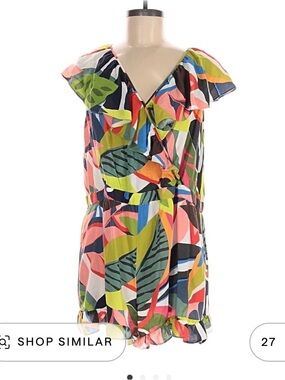 Trina Turk Multicolor Tropical Print Ruffle Romper